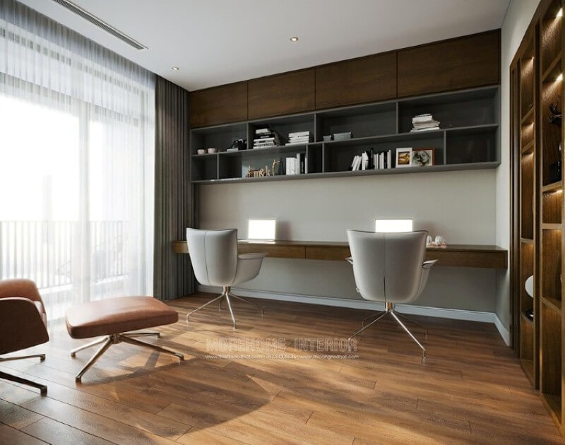 Mẫu kệ trang trí bằng gỗ đẹp ấn tượng với ý tưởng thiết kế theo phong cách hiện đại. Thiết kế nội thất chung cư