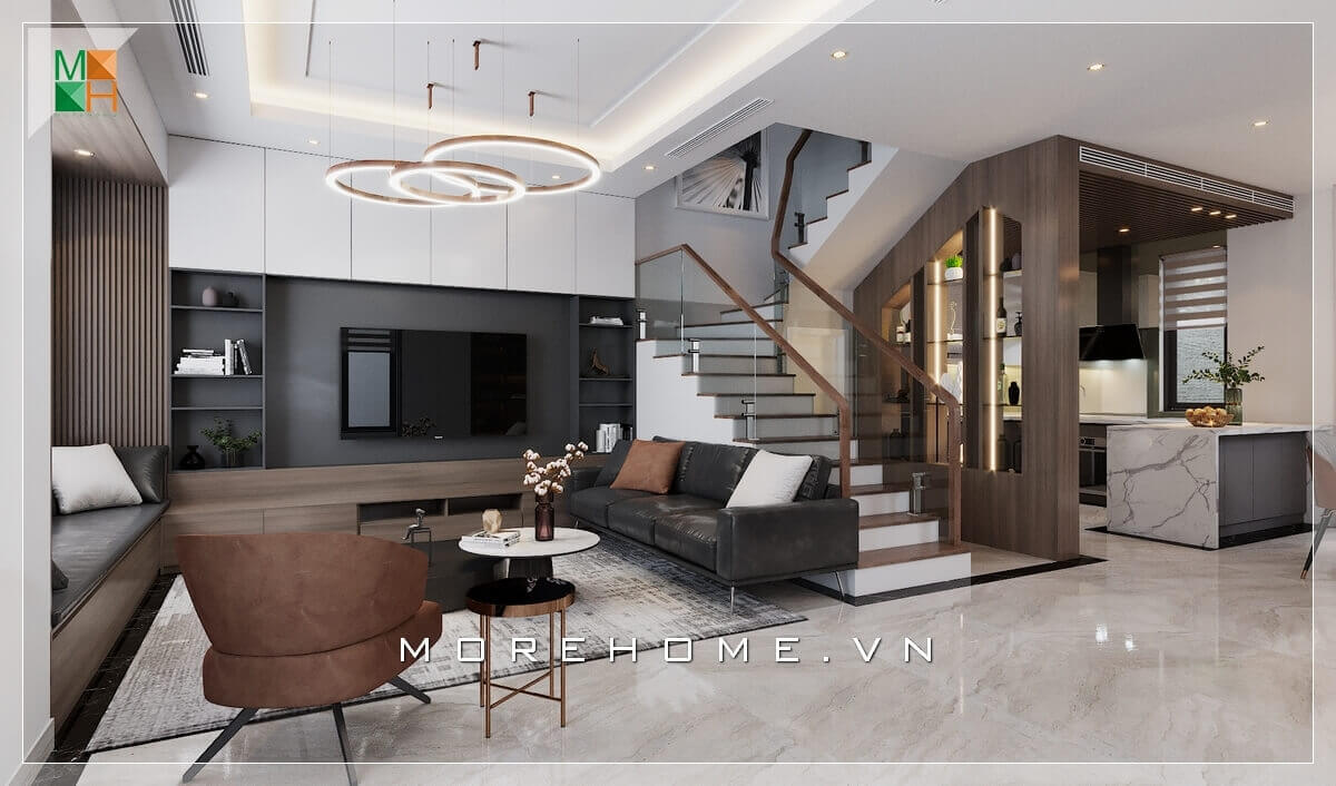 Thiết kế nội thất phòng khách liền bếp đẹp cho biệt thự, nhà phố, căn hộ cao cấp. Thiết kế nội thất chung cư